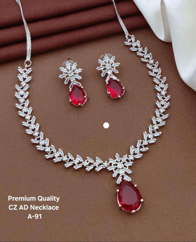 Premium quality cz ad necklace a 91 Artificial jewellery distributors in Kolkata